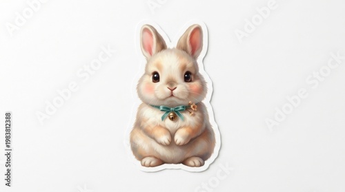 A Cute Easter Bunny Holding a Colorful Egg