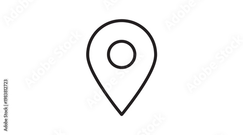 Map Pin Icon, Location Pointer, Navigation Symbol, Black Vector Graphic