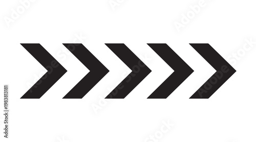 Black chevron arrows, right pointing, vector icons, directional symbols, navigation elements
