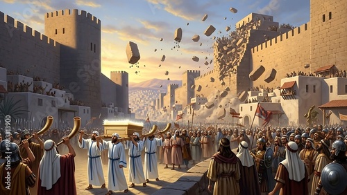The Fall of Jericho - A Biblical Depiction of Faith and Triumph.