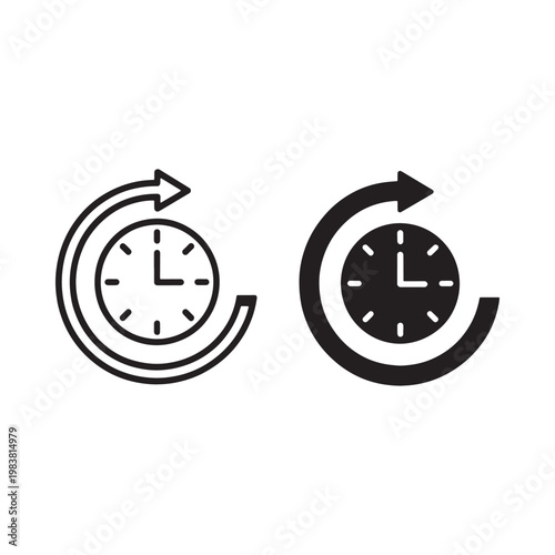 Two circular clocks with arrows indicating a time loop or rewind