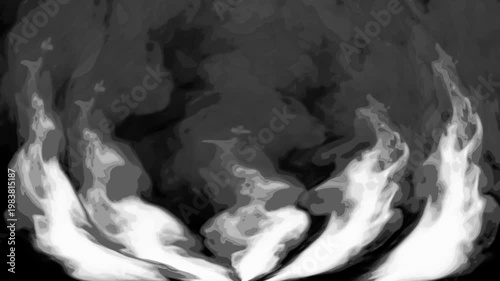 Black and white cartoon look smoke circle loop effects animation
