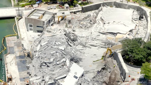 Aerial drone video Mandarin Oriental demolition site Miami