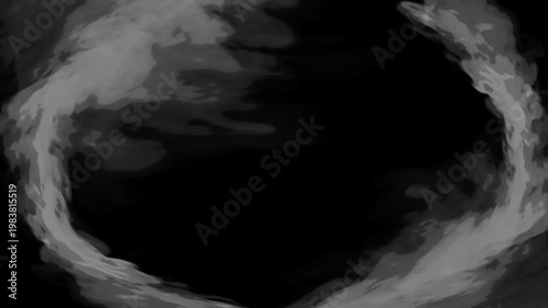 Black and white cartoon look smoke circle loop effects animation