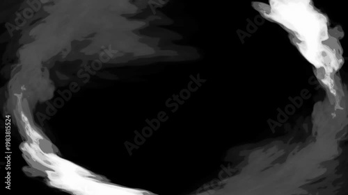 Black and white cartoon look smoke circle loop effects animation