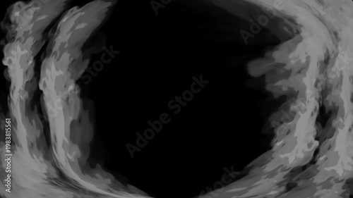 Black and white cartoon look smoke circle loop effects animation