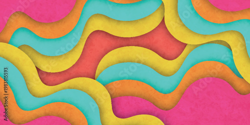 Colorful Abstract Wavy Paper Cut Style Background