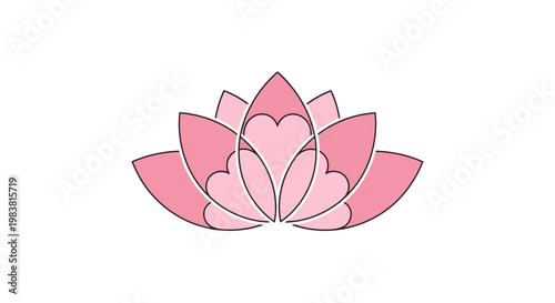 A delicate pink lotus flower symbol, representing purity, enlightenment, and spiritual growth, perfect for yoga studios, wellness brands, and meditation centers