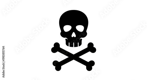 Skull and crossbones symbol representing danger, poison, or mortality on a white background