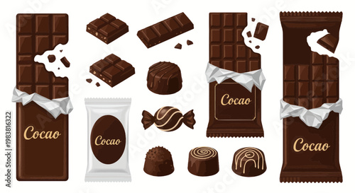 Assorted Dark Chocolate Bars and Candies Collection, Cocoa Sweet Treats