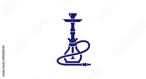Blue Hookah Icon Silhouette on White Background, Shisha Pipe Vector Graphic