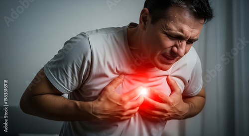 man with chest pain suffering heart attack