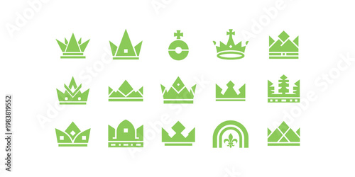 This green crown logo set on a white background, featuring elegant royal symbols is ideal for premium branding, royal identity and exclusive business designs.