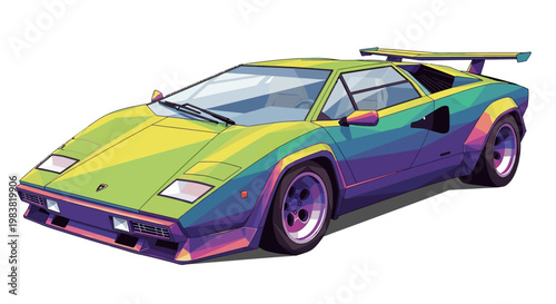 Colorful Polygonal Retro Sports Car Illustration