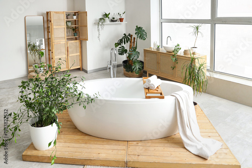 Interior of light bathroom ...