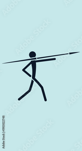 Stick figure athlete throwing a javelin in a dynamic pose.