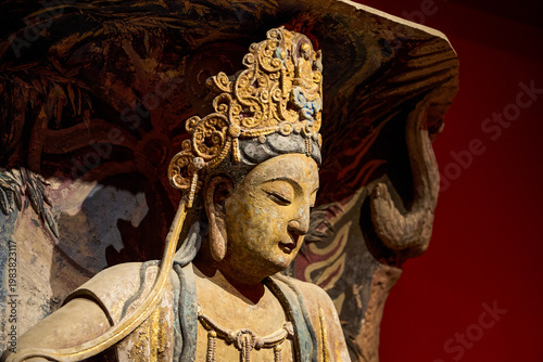 Beautiful stone Buddha statues in ancient Chinese grottoes