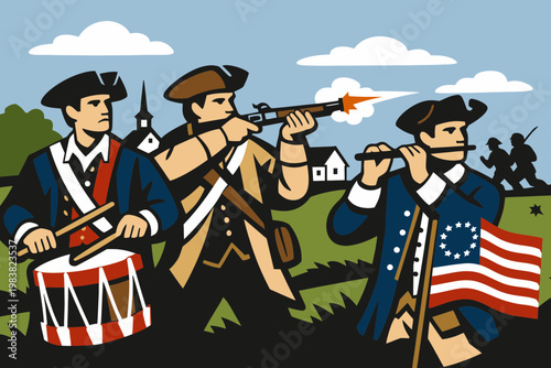 Historical Reenactment Patriots Day Vector