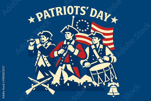 Fife and Drum Corps Patriots Day Vector