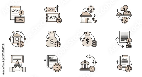 Financial icons for business and money.