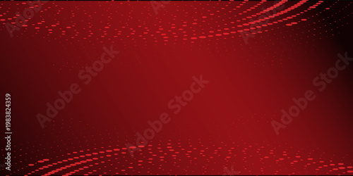 Abstract red circle dots wave pattern on black design. Modern technology background. Vector illustration