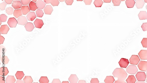 文字入れしやすい亀甲ピンク水彩フレーム