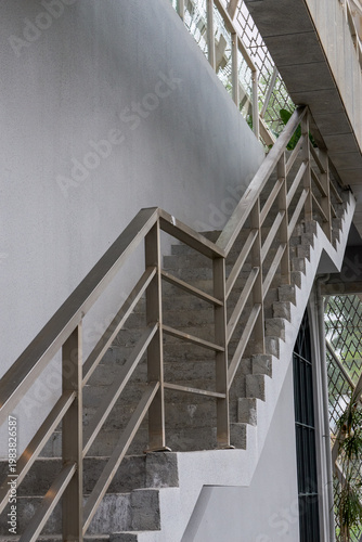 Cement staircase on modern building exterior