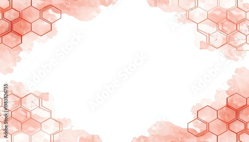 和風テイストの亀甲ピンク水彩フレーム