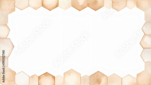 水彩のにじみが美しい亀甲ベージュ和風フレーム