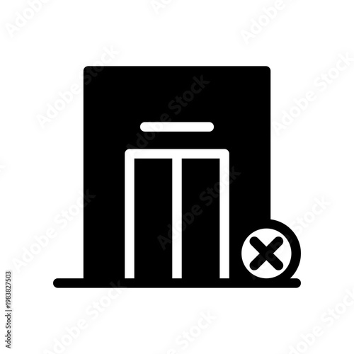 Elevator icon with a cross sign. Lift sign vector. Elevator entrance sign.