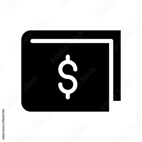 Wallet icon with dollar sign symbol for finance, banking, savings, investment, wealth management, budget planning, and currency transactions