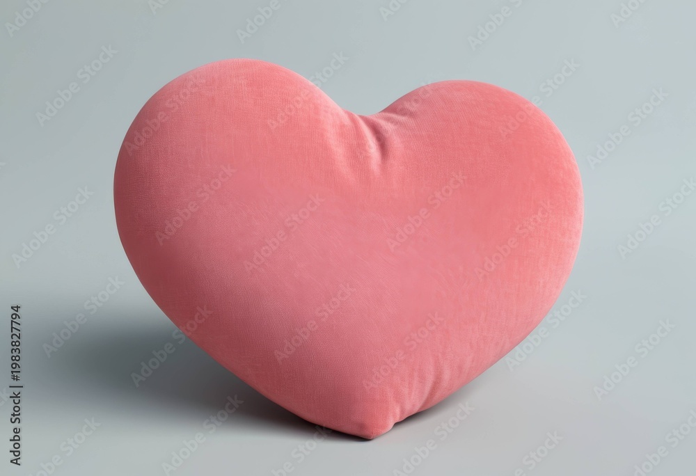 Fototapeta premium Soft red fabric heart-shaped cushion on a white background