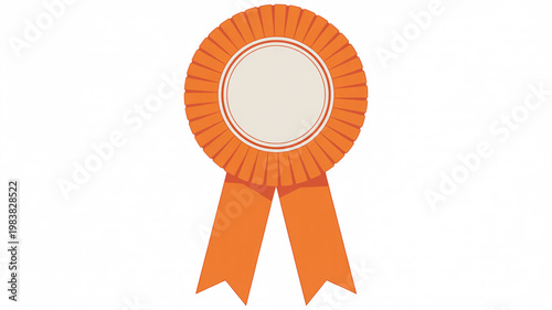 Vector illustration of a gold award ribbon and rosette with gold silver and bronze medal badges for the first place winner as a symbol of achievement and success in a champion competition