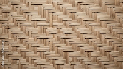 Woven bamboo texture background with intricate patterns and natural tones.