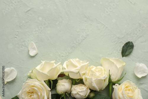 Beautiful white roses on gr...
