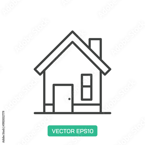 Residential House Design icon. Thin line icon vector