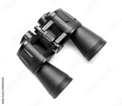 Black binoculars on white b...