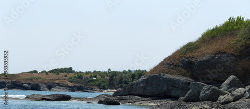 Resorts in Bulgaria. Kiten, Burgas Province, Bulgaria. The Black Sea coast, made of sedimentary rocks.