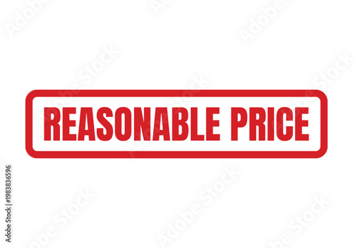 A bright red stamp design featuring the bold text Reasonable Price for retail business promotion usage