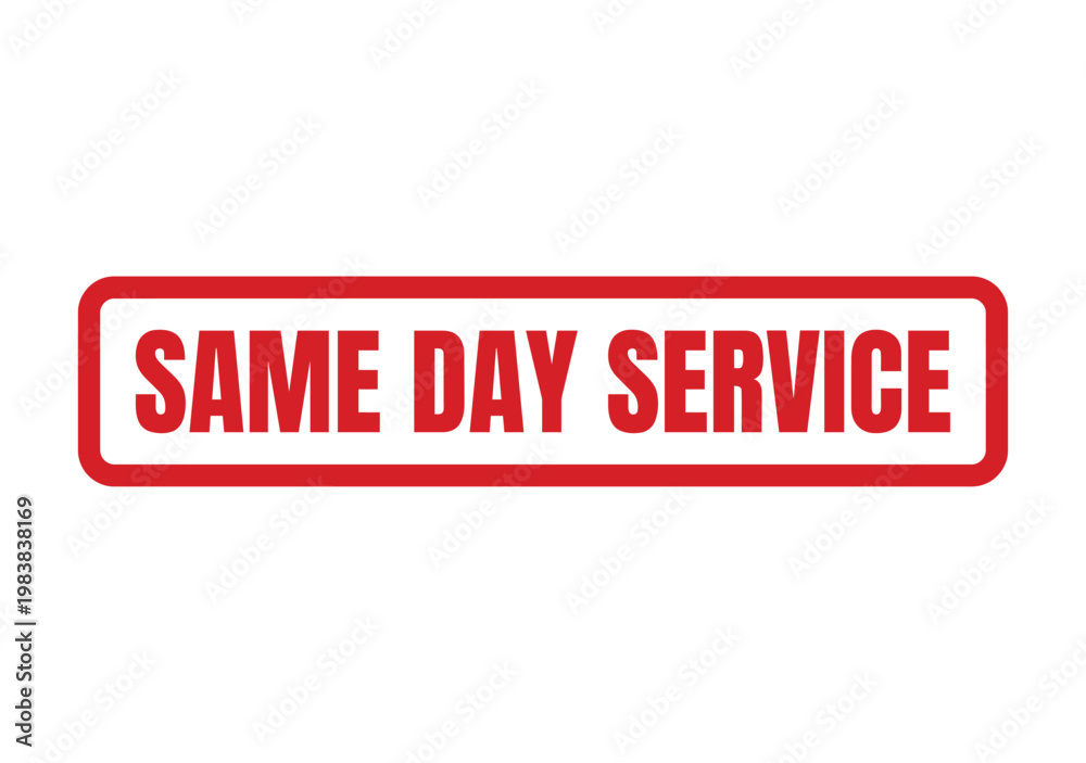 Foto Red rectangular rubber stamp design element featuring the phrase same day servic