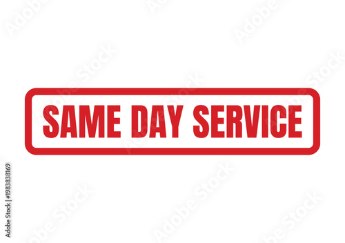 Photography Red rectangular rubber stamp design element featuring the phrase same day servic