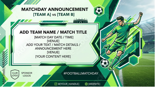 Football Soccer Matchday Announcement Template Banner Team
