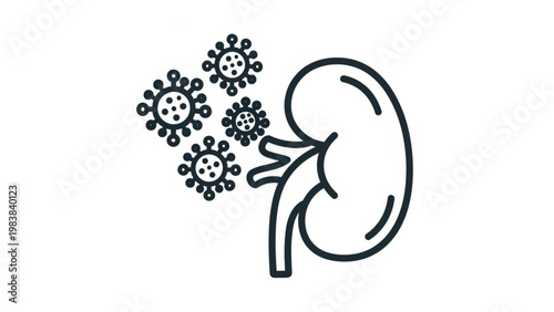 World Kidney Day An icon of a kidney with a viral infection or disease, representing health issues and medical conditions