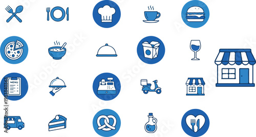 Restaurant and food service icons for business and marketing materials
