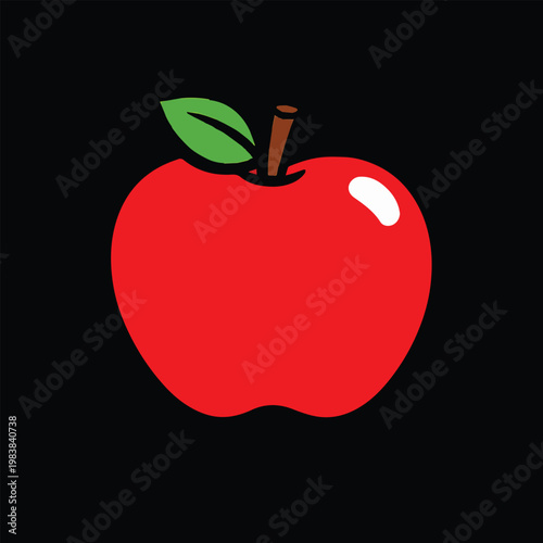 A charming red apple appears in this cute cartoon vector art, drawn with clean outlines and soft curves, giving it a bright, playful, and delightful character.