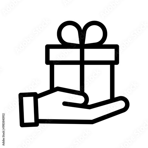 Elegant hand holding a gift box icon modern present giving, celebration and surprise concept visual