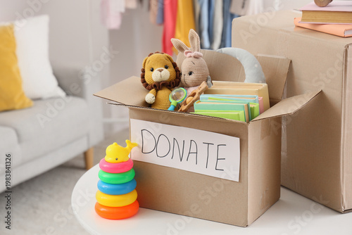 Donation boxes with childre...