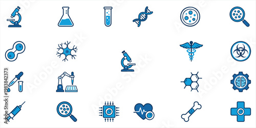 Medical and scientific icons for healthcare and biotechnology concepts