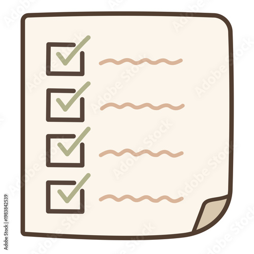Checklist To Do List with Check Marks, Productivity Task Planning Paper, Minimal Flat Icon Illustration Isolated