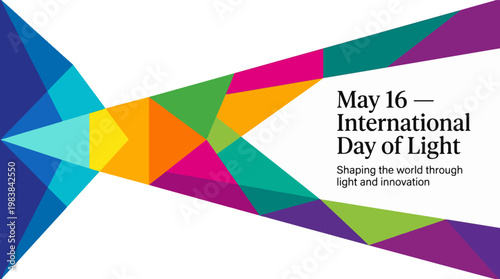International Day of Light abstract colorful beam design, light spectrum and innovation concept, modern geometric vector background